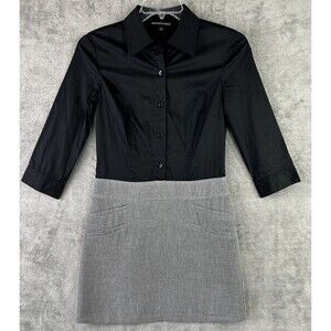 Democracy Women's 4 Gray Black Short Sleeve Dress Blouse Skirt‎ Faux Suit Office